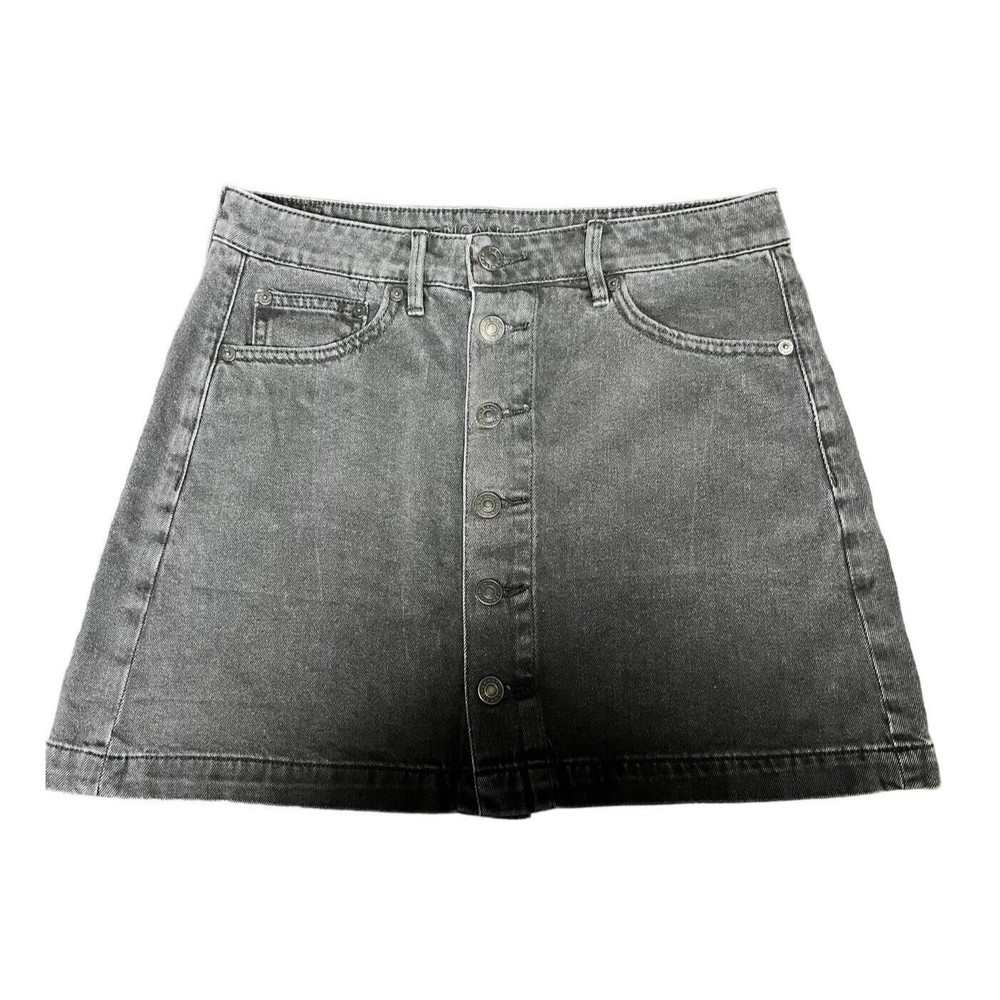 American Eagle Super Hi-Rise A-Line Black Denim Mini Skirt Womens Size 6